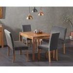 Oxford 120cm Solid Oak Dining Table with Mia Grey Plush Benches with Backs and Mia Plush Chairs