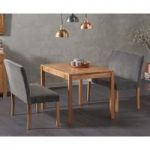 Oxford 120cm Solid Oak Dining Table with Mia Grey Plush Benches with Backs