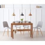 Oxford 120cm Solid Oak Dining Table with Nordic Wooden Leg Chairs and Bench