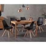 Oxford 120cm Solid Oak Dining Table with Oscar Faux Leather Round Leg Chairs