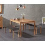 Oxford 150cm Solid Oak Dining Table with Mia Grey Plush Benches