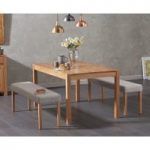 Oxford 150cm Solid Oak Dining Table with Mia Grey Benches