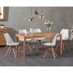 Oxford 150cm Solid Oak Dining Table with Oscar Faux Leather Round Leg Chairs
