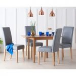 Oxford 70cm Solid Oak Extending Dining Table with Albany Grey Chairs