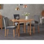 Oxford 70cm Solid Oak Extending Dining Table with Mia Plush Grey Chairs