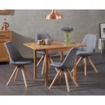 Oxford 70cm Solid Oak Extending Dining Table with Oscar Round Leg Fabric Chairs