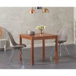 Oxford 80cm Solid Dark Oak Dining Table with Celine Chrome Leg Chairs