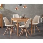 Oxford 80cm Solid Oak Dining Table with Oscar Round Leg Fabric Chairs
