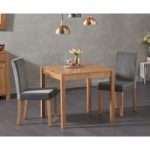 Oxford 80cm Solid Oak Dining Table with Mia Plush Fabric Chairs