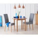 Oxford 90cm Solid Oak Drop Leaf Extending Dining Table with Albany Grey Chairs