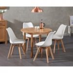 Oxford 90cm Solid Oak Drop Leaf Extending Dining Table with Duke Faux Leather Chairs