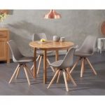Oxford 90cm Solid Oak Drop Leaf Extending Dining Table with Oscar Round Leg Faux Leather Chairs
