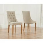 Pacific Beige Fabric Oak Leg Dining Chairs