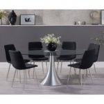 Paloma 180cm Oval Glass Dining Table with Helsinki Fabric Dining Chairs