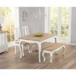 Parisian 130cm Shabby Chic Dining Table with Chairs and Benches