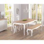Parisian 175cm Shabby Chic Dining Table with Chairs and Benches