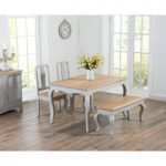 Parisian 130cm Grey Shabby Chic Dining Table with Chairs and Benches