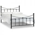 Rebecca Satin Black and Antique Gold Metal Bed €“ Single, Double or King