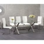 Renzo 200cm Glass Dining Table with Malaga Chairs