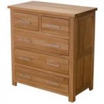 Rohan Oak 2 over 3 Chest of Drawers