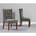 Safia Grey Fabric Dark Oak Leg Dining Chairs