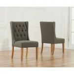 Safia Grey Fabric Oak Leg Dining Chairs