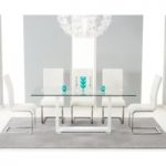 San Diego 180cm Glass and White High Gloss Table with Malaga Chairs