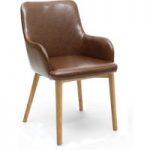 Ludlow Vintage Brown Leather Match Dining Chairs Natural Legs