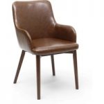 Ludlow Vintage Brown Leather Match Dark Leg Dining Chairs