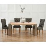 Soho 180cm Oak and Metal Extending Dining Table with Anais Fabric Chairs