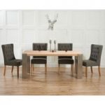 Soho 180cm Oak and Metal Extending Dining Table with Safia Fabric Chairs