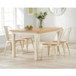 Somerset 130cm Oak and Cream Dining Table with Tolix Industrial Style Oak and Cream Dining Chairs