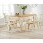 Somerset 150cm Oak and Cream Dining Table with Tolix Industrial Style Oak and Cream Dining Chairs