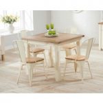 Somerset 90cm Flip Top Oak and Cream Dining Table with Tolix Industrial Style Oak and Cream Dining Chairs