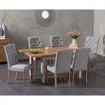 Somerset 130cm Oak and Grey Extending Dining Table with Claudia Grey Fabric Chairs