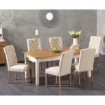Somerset 180cm Oak and Cream Extending Dining Table with Claudia Fabric Chairs