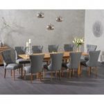 Somerset 180cm Oak Extending Dining Table with Camille Grey Faux Leather Chairs