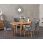 Somerset 90cm Flip Top Oak Dining Table with Camille Grey Faux Leather Chairs