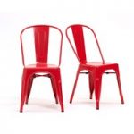 Tolix Industrial Style Red Dining Chairs