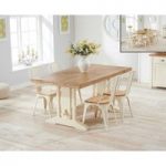 Cavendish 165cm Oak and Cream All Sides Extending Table with Tolix Industrial Style Oak and Cream Dining Chairs
