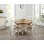 Torino Oak & Cream Extending Pedestal Dining Table with Cavendish Chairs