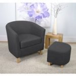 Evelyn Charcoal Linen Effect Tub Chair Set