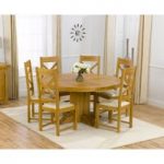 Torino 150cm Solid Oak Round Pedestal Dining Table with Cheshire Chairs