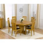 Torino 150cm Solid Oak Round Pedestal Dining Table with Monaco Chairs