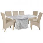 Calabro 220cm Marble-Effect Dining Table with Cannes Chairs