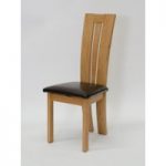 Vivendo Bycast Leather Solid Oak Dining Chair
