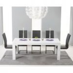 Venice 200cm White High Gloss Extending Dining Table with Malaga Chairs