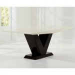 Verbier 180cm Cream and Brown V Pedestal Marble Dining Table