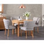 Verona 110cm Solid Oak Round Table with Isobel Fabric Chairs