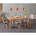 Verona 150cm Solid Oak Dining Table with Oscar Fabric Square Leg Chairs